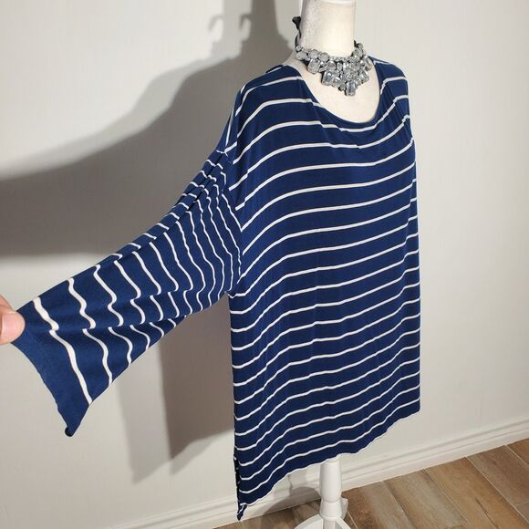 AVA & VIV BASIC TOP BLUE LONG SLEEVE RAYON SPANDEX SIZE 4X - Picture 3 of 10